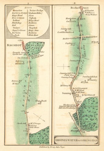 Windsor—Bagshot / Virginia Water—Sunninghill—Bracknell. Cary road map 1790