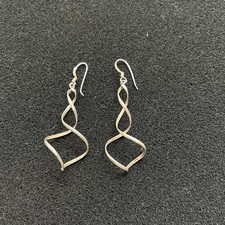 925 Sterling Silver Twisted Swirl Dangle Earrings Artisan Wire Drop