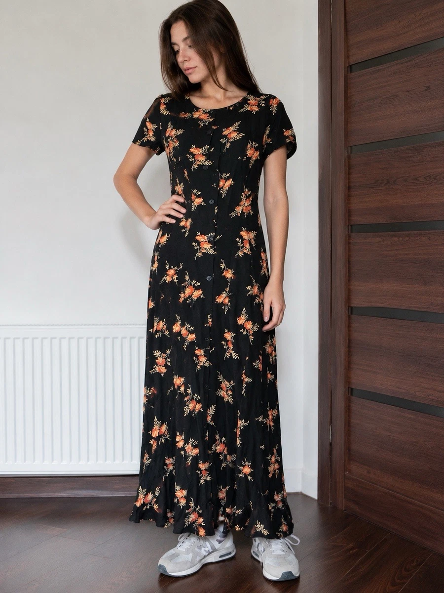 laura ashley long dresses Laura Ashley Remake Floral Swing Dress XS I Retro Fairy