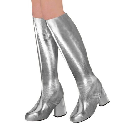 Stiefelüberzieher GoGo Schuhüberzieher Silber Stulpenstiefel Gamaschen Stulpen