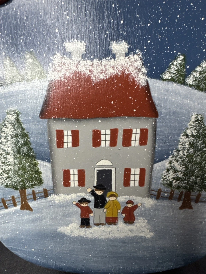 MADERA PINTADA A MANO TRINEO/TRINEO DECORACIÓN PARED 14 X 6 INVIERNO PAÍS Amish Navidad Foto 2 de 4