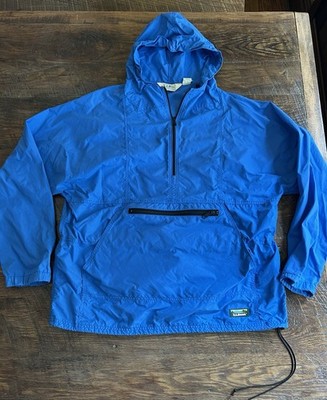 Vintage LL Bean Anorak Windbreaker Jacket Mens Large Blue Pullover Made in USA
