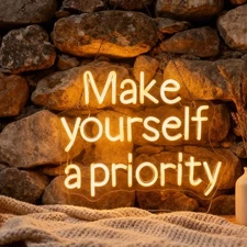 Led "Make Yourself a Priority" Neon Sign Word/Letters USB Powered with Dimmer...