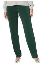 Susan Graver Women's Liquid Knit Straight Leg Pants Deep Green Pine