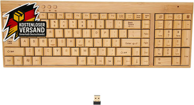 Kabelloses Tastatur-Mausset 2,4 GHz Bambusholz kompatibel mit mehreren Systemen