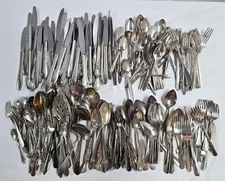 200 Quality Mixed Silverplate Flatware Lot Catering Wedding Craft Silverware Set