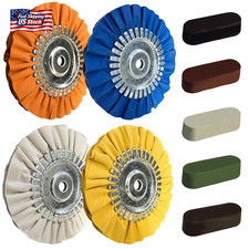 8" Airway Buffing Wheel Kit - 9Pcs Aluminum Metal Polishing Set with 5/8" Arbor