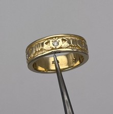 New 14k Yellow Gold Ladies 6mm .10ctw Diamond Claddagh Band Size 6.75