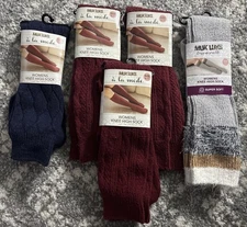 5 Pair Mike Luks Womens Knee High Boot Socks  Sz 6-11 Cable Super Soft NEW