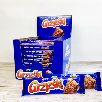(26,61 /1kg) Grzeski Packung: Waffel mit Schokolade 36 x 36g = 1,296kg - Goplana