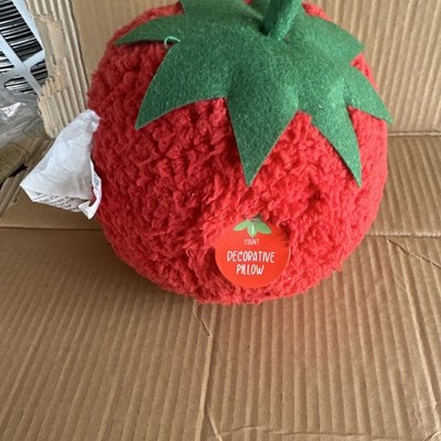 Target Tomato Decorative Pillow Red Green Plush Polyester 8x8x7 Novelty Kids