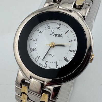 Sheffield Japan Quartz Watch Women Dual Tone Roman Dial Analog New Battery 7.75''