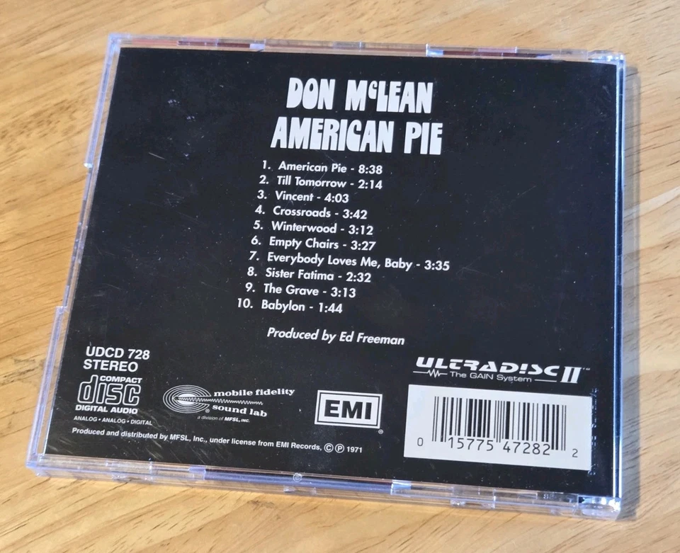 Limited Edition MFSL Audiophile CD DON MCLEAN American Pie  24K Gold Master VTG Foto 3 de 3