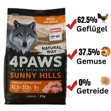 4x 2Kg 4 PAWS Cibo Secco per Cani Pollo Confezione da scorta