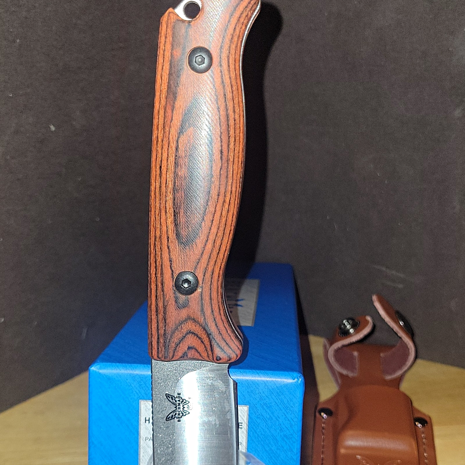Benchmade Fixed Blade Hunting Knife Stainless Drop Point Wood Full Tang ...