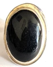 Large vintage Sterling silver & Whitby Jet ring size P/Q 8.1 gms