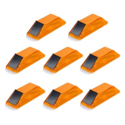 8 x Solar Strobe Warning Light Waterproof Traffic Lamps LED Flashing Yellow