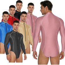 Men Jumpsuit Front Unitard Dance Bodysuit Workout Romper Dating Night Leotard