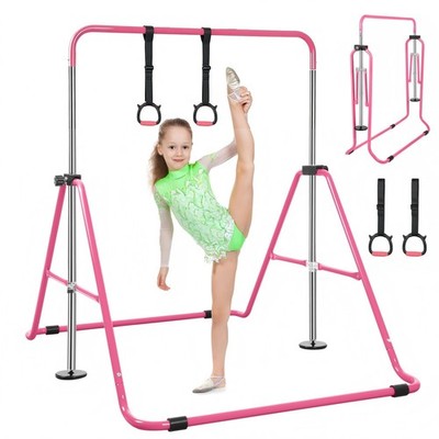 Expandable Gymnastics Bars with Ring, Adjustable Height Gymnastic Horizontal ...