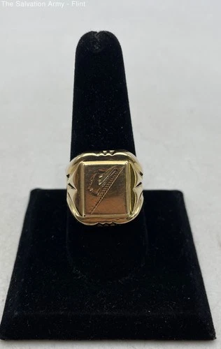 18K Yellow Gold Fine Jewelry Polished Signet Ring Size 11 10.41 Grams