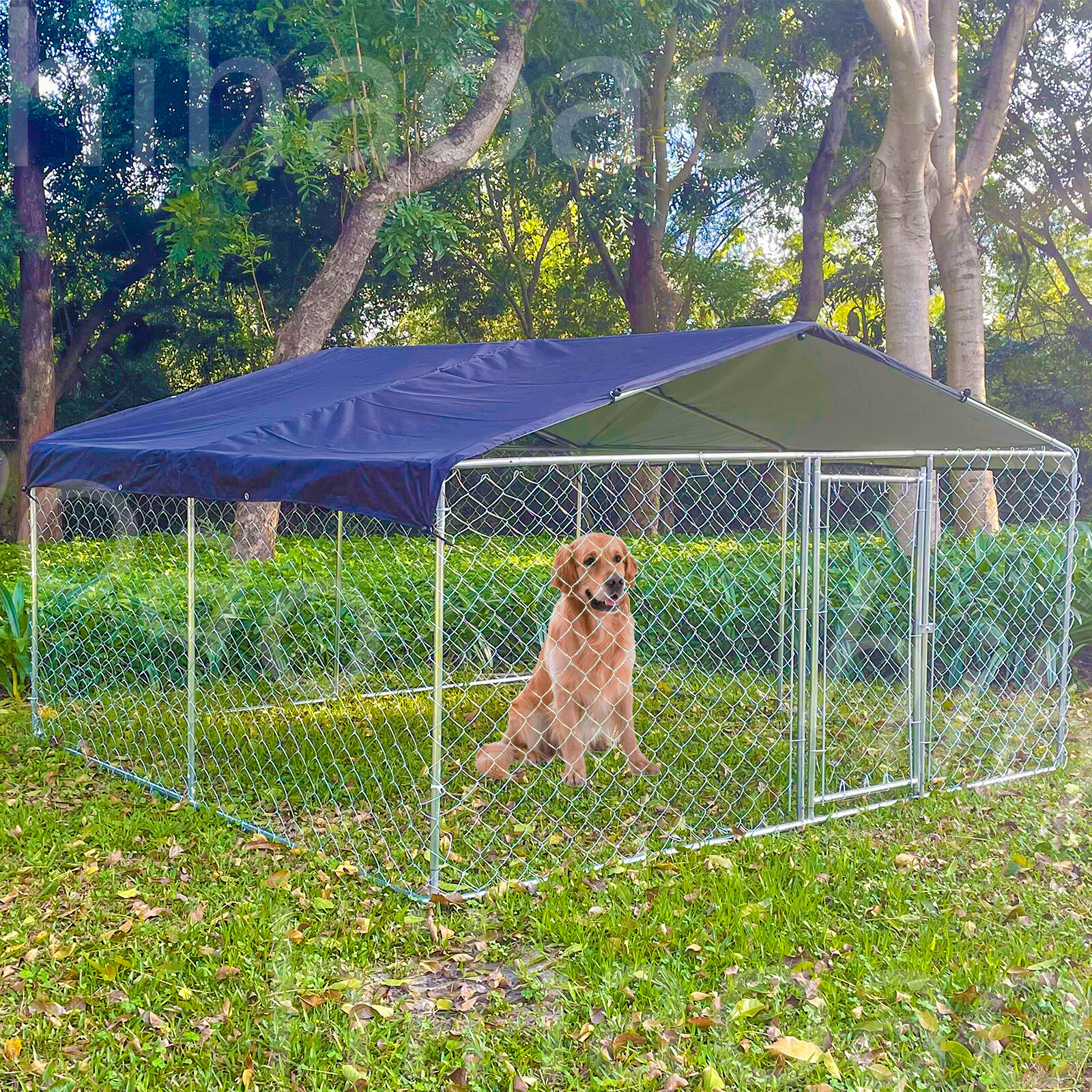 Dog Kennel Large 10x10FT Outdoor Dog Kennel With Roof - Heavy Duty Chain  Link Dog Run Cage With Weather Cover Yard Dog Fence With Roof