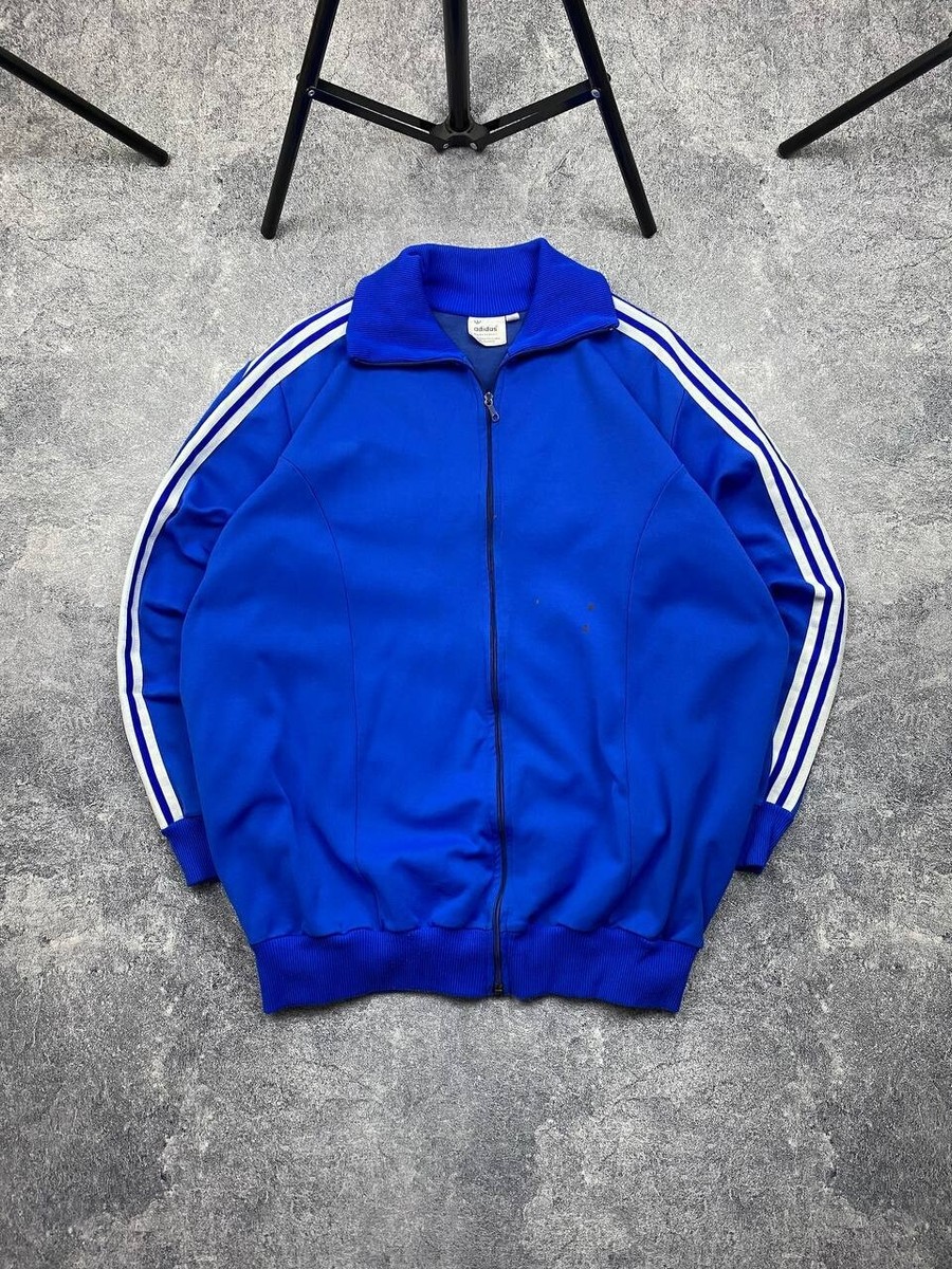Vintage 1970s Adidas Retro Track Jacket Made in Yugoslavia Blue