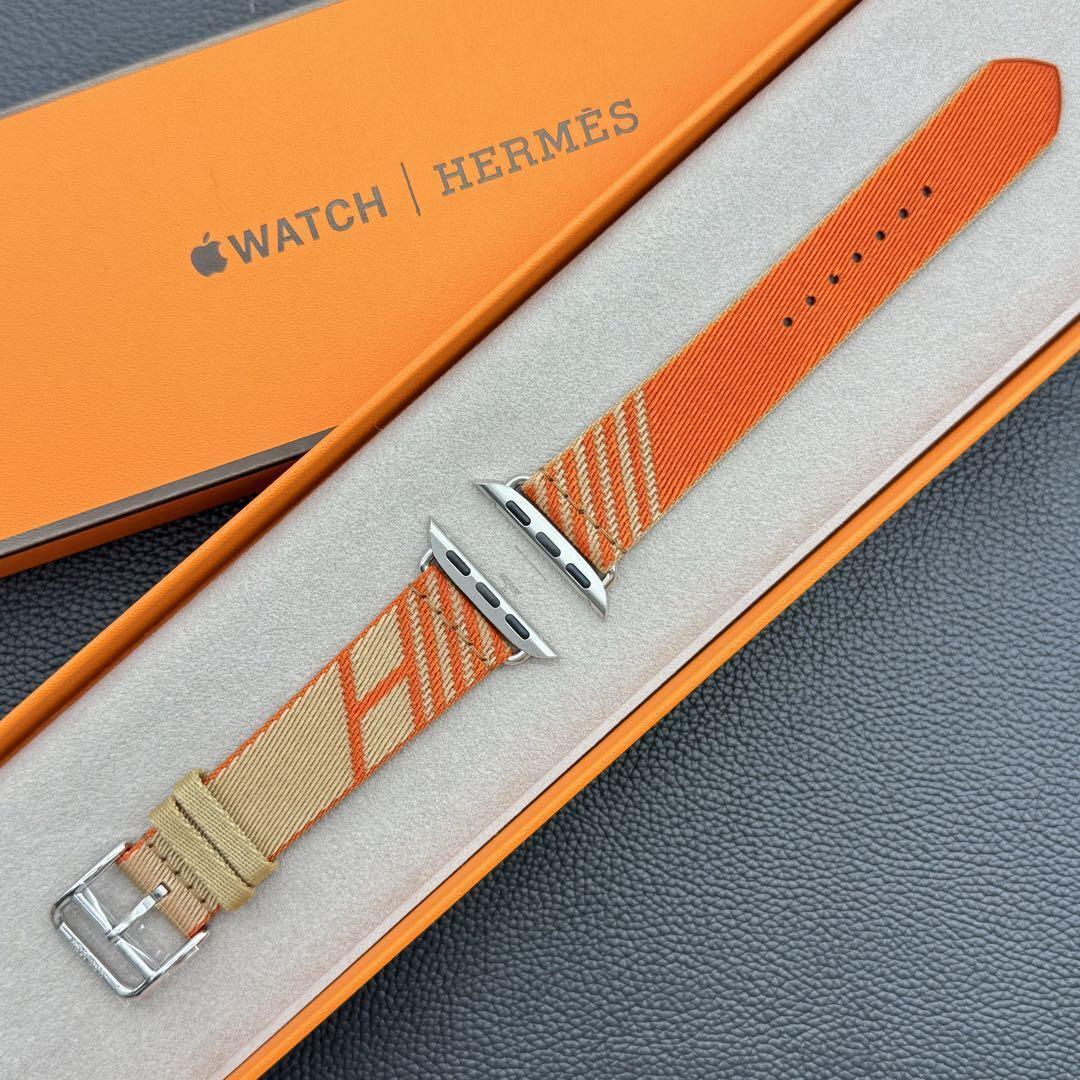 Apple Watch Hermes Nylon Band 38 40 41mm Orange Used Jumping Apple Watch Hermes Nylon Band 38 40 41mm Orange Used Jumping