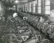 WWII ROWS OF NEW ARMY MILITARY INDIAN SCOUT MOTORCYCLE-S COMPANY MFG 8X10 PHOTO