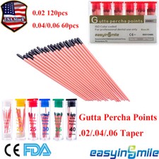 Dental Gutta Percha Points Endodontic .02/.04/.06 Taper Root Canal 15- 40 Endo