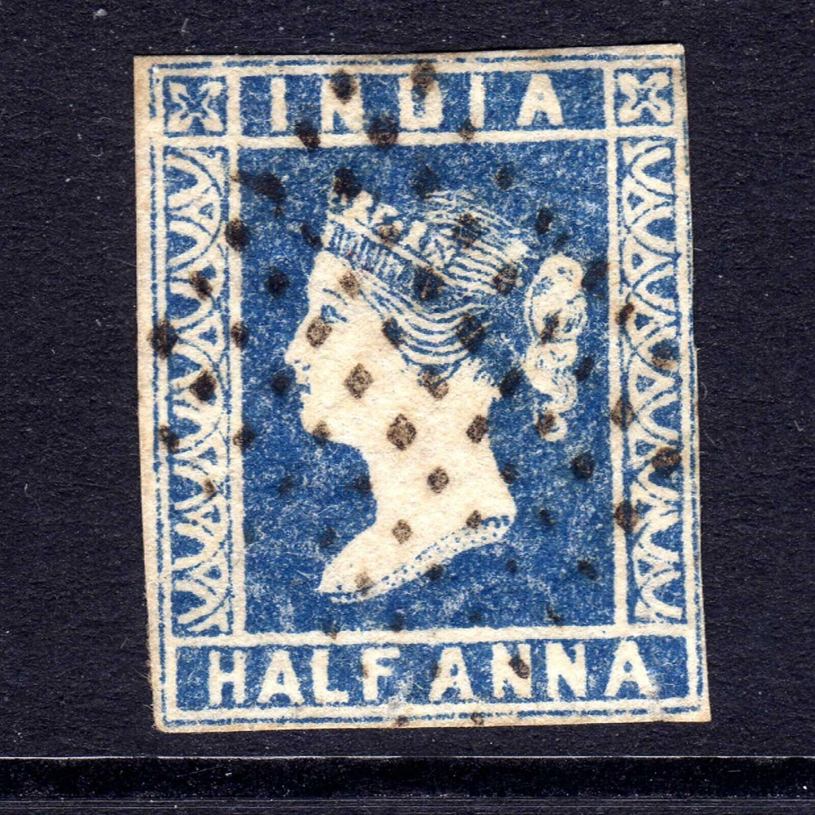INDIA 1854 HALF ANNA BLUE USED