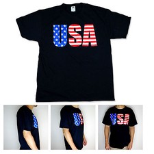 SA106 Mens American Freedom Flag Print Patriotic USA Graphic Black T Shirt