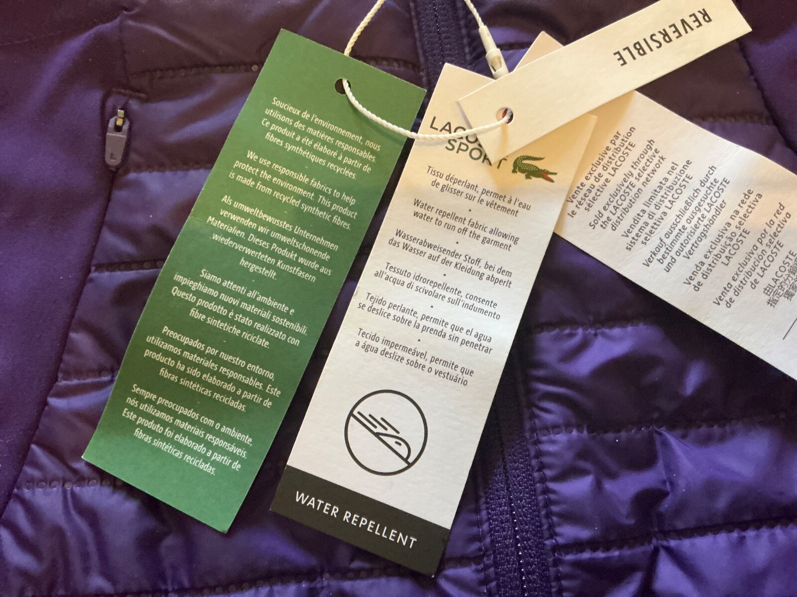 Lacoste Sports Reversible Gilet US S / M Chest 38" Purple Navy BNWT RRP £179 image 8