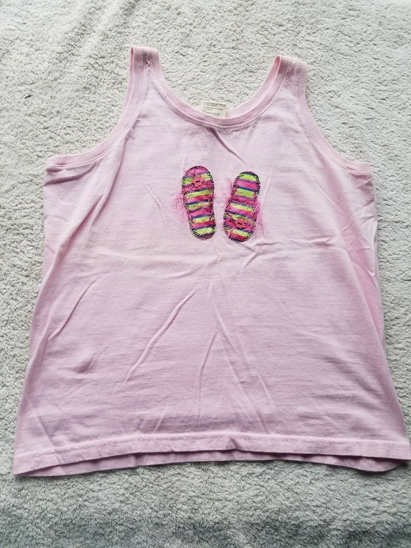 Lady Comfort Colors M Pink Tank Top With Flip Flop Applique 