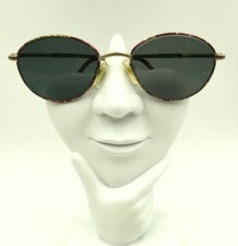Vintage Echo M2052 Gold Burgundy Metal Oval Sunglasses Italy FRAMES ONLY