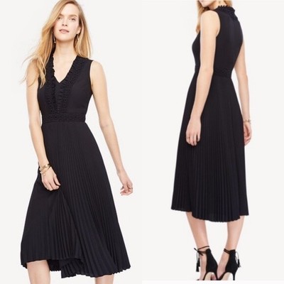 lace pleated midi dress