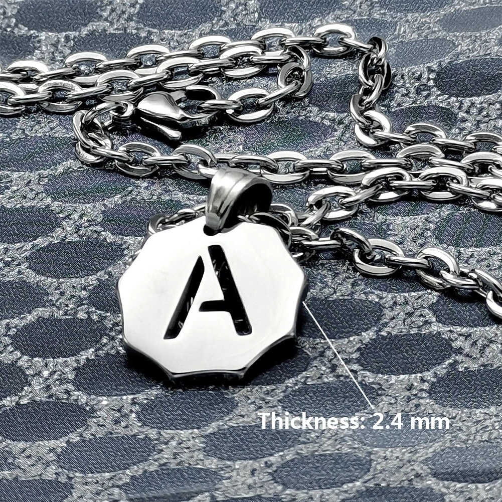 Initial Letter Pendant Necklace Mens Womens Letter A Z Stainless Steel for Lover