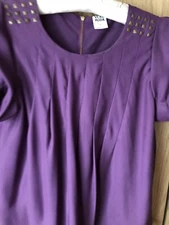 Vera Moda Top Size M . Purple With Bronze Studs And Pleats At Front