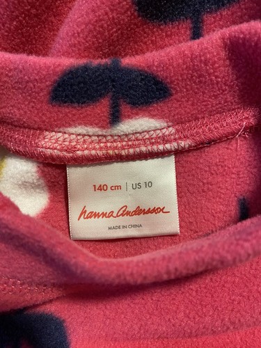 Hanna Andersson Girls 140 US 10 Pink Fleece Crew Neck Long Sleeve Top Flowers - Picture 2 of 2