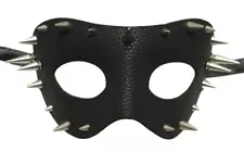 Black Leather Look Metal Spike Masquerade Goth Halloween Mask