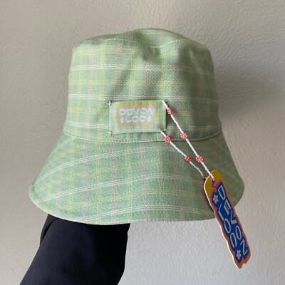 NWT Lack of Color x Devon Lee Carlson Green Plaid DIY Bucket Hat Reversible 2021