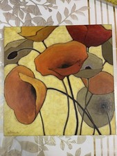 Shirley Novak Poppies Flower Wall Art Home Décor Print on Canvas~11½