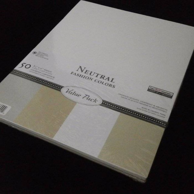 Neutral Cardstock 8.5" X 11" 50 Sheets Acid Lignin Free 4 Colors Made
