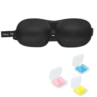 Schwarz 3D Reise Weich Konturiert Augen Schlaf Maske Schlafen Verdunkelung Gepolstert Abdeckung Hilfe