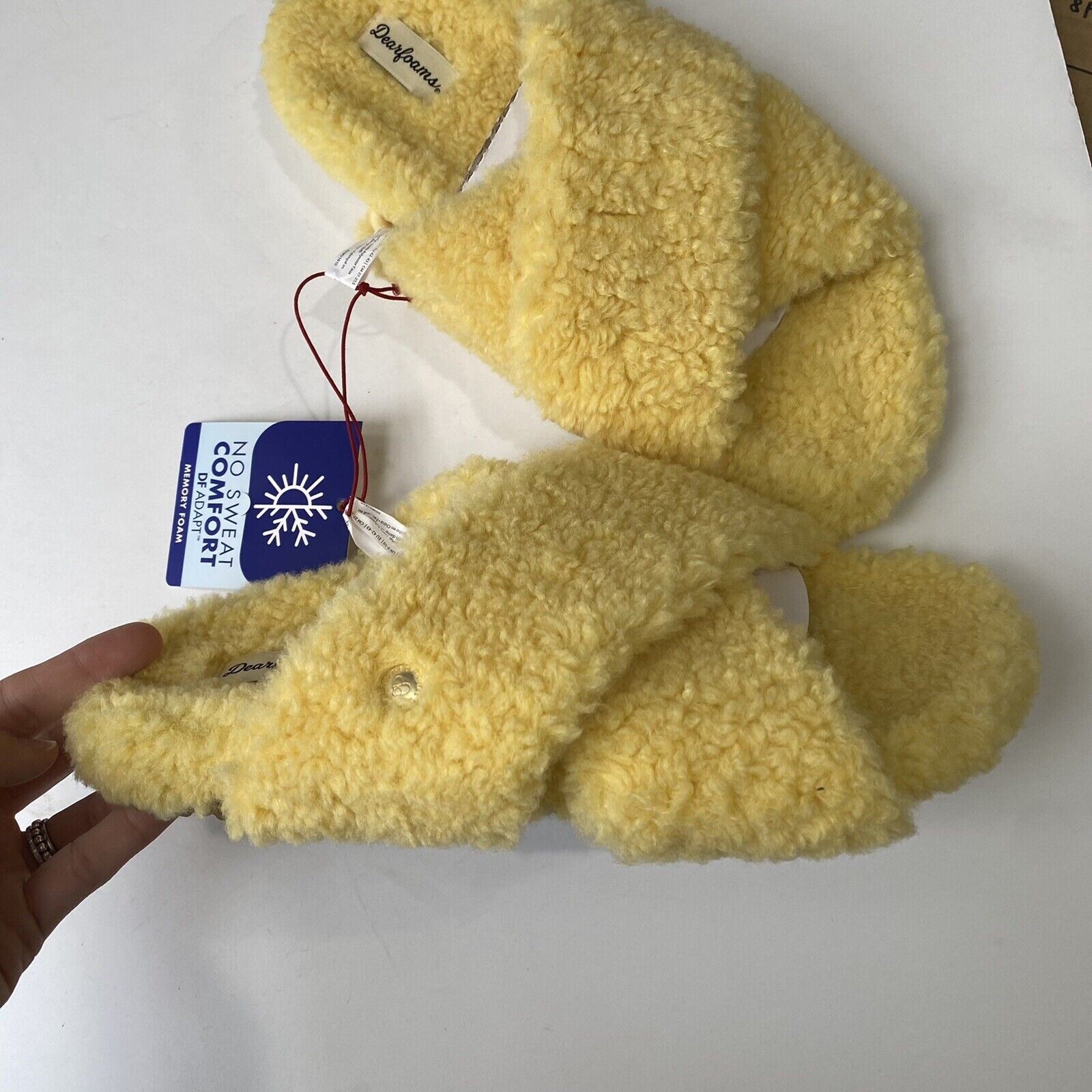 PANTOFOLA D’ORO DEAR FOAMS nuovo $49 donna XL 11 12 giallo x cinturino ciabatte sfocate D9