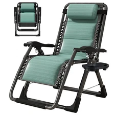 Zero Gravity Chair Adjustable Folding Lawn Outdoor Patio Lounge Chair+Holder+Mat