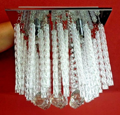 GLOBO Austria Vintage Deckenleuchter KIMI Glasstäbe geschliffene Tropfen 80er J.