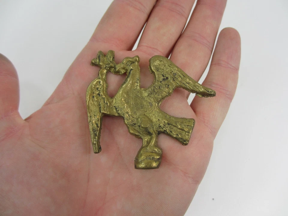 Vintage Brass Finial Top Ormolu Antique Hardware Old Mount Winged Eagle Bird  - Image 3 of 4