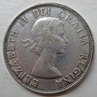 CANADA 1955 QUEEN ELIZABETH II 80% SILVER FIFTY 50 CENTS COIN (KM# 63)