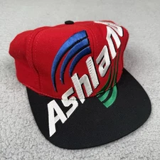 Vintage Ashland Oil Hat Cap Snapback Red Black 90s Kudzu Embroidered Logo Gas