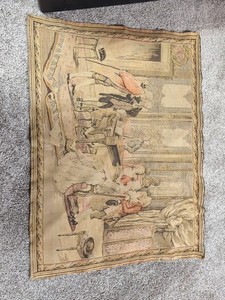 Antique French Tapestry Baroque Musical Wall Hanging 25"X33"